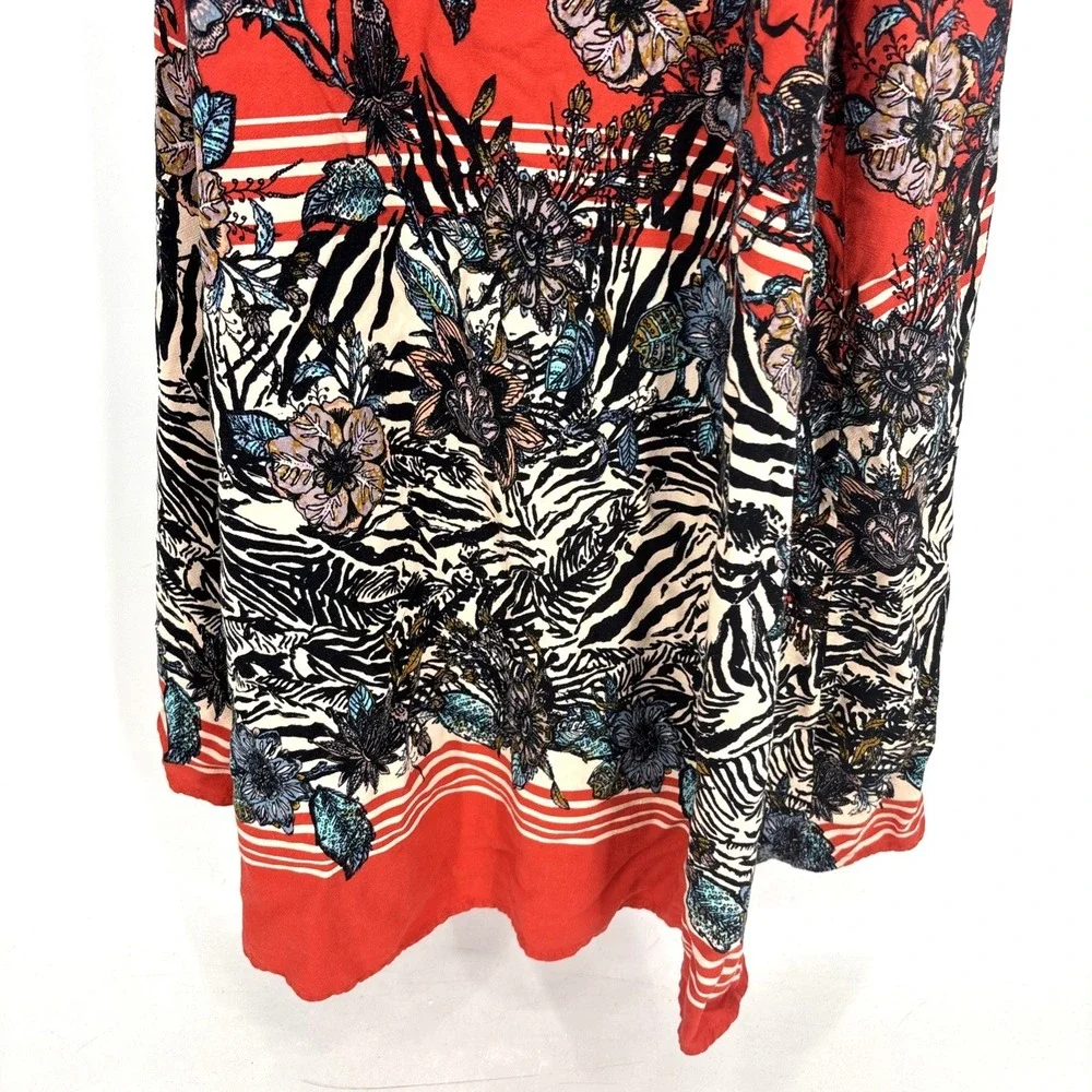 Free People Mila Strapless Floral Animal Print Maxi Dress Size 10 Boho Red